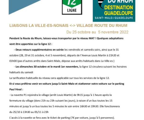 Route du Rhum :  horaires de bus adaptés