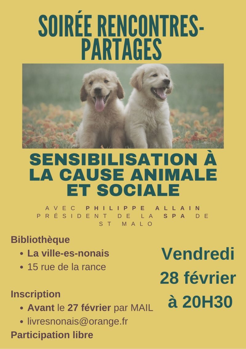 Bibliothèque : soirée rencontres et partages sur la sensibilisation à la cause animale et sociale