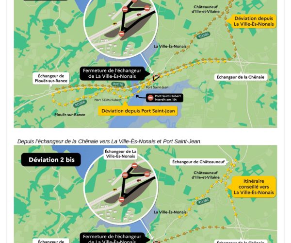  RN176 : travaux et déviations  du 10 au 21 février