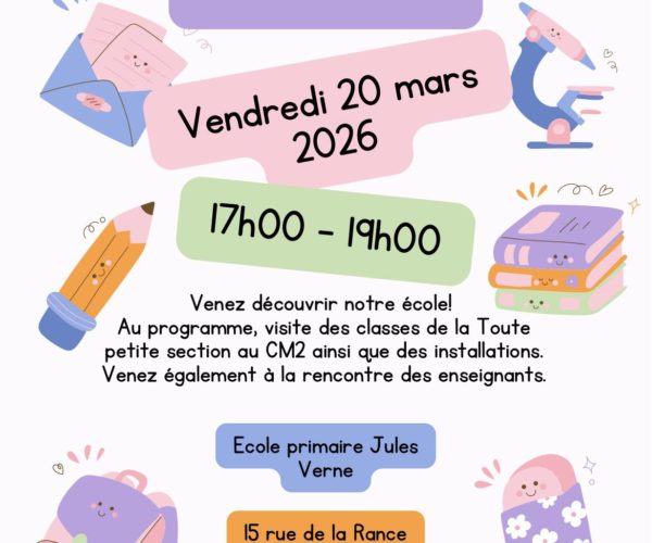 Ecole Jules Verne: portes ouvertes le 20 mars 2026