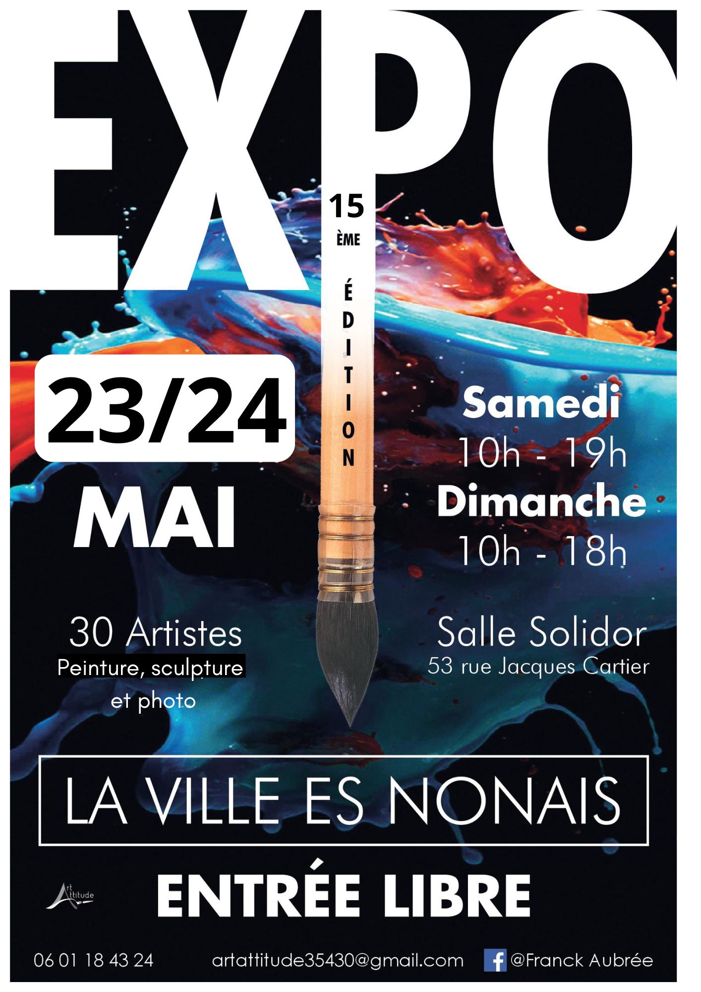 Association Art Attitude : Rendez vous pour  15ème édition : exposition de peinture le 23 et 24 mai 2026.
