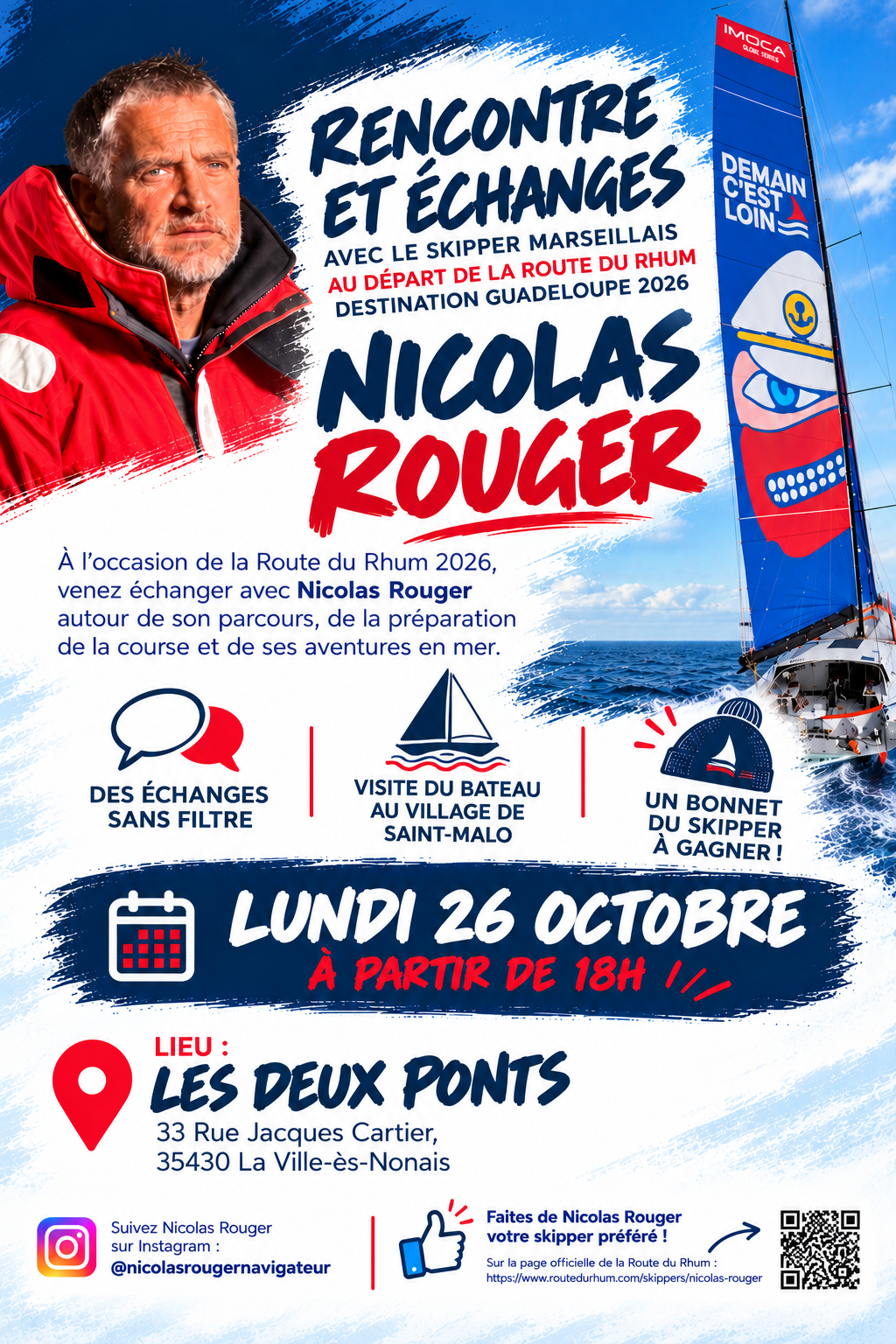 Rencontre et dédicaces avec le skipper Nicolas Rouger
